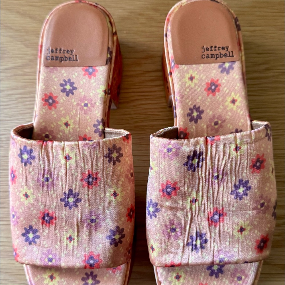 Jeffrey Campbell Multicolor Floral Slide Sandals never worn